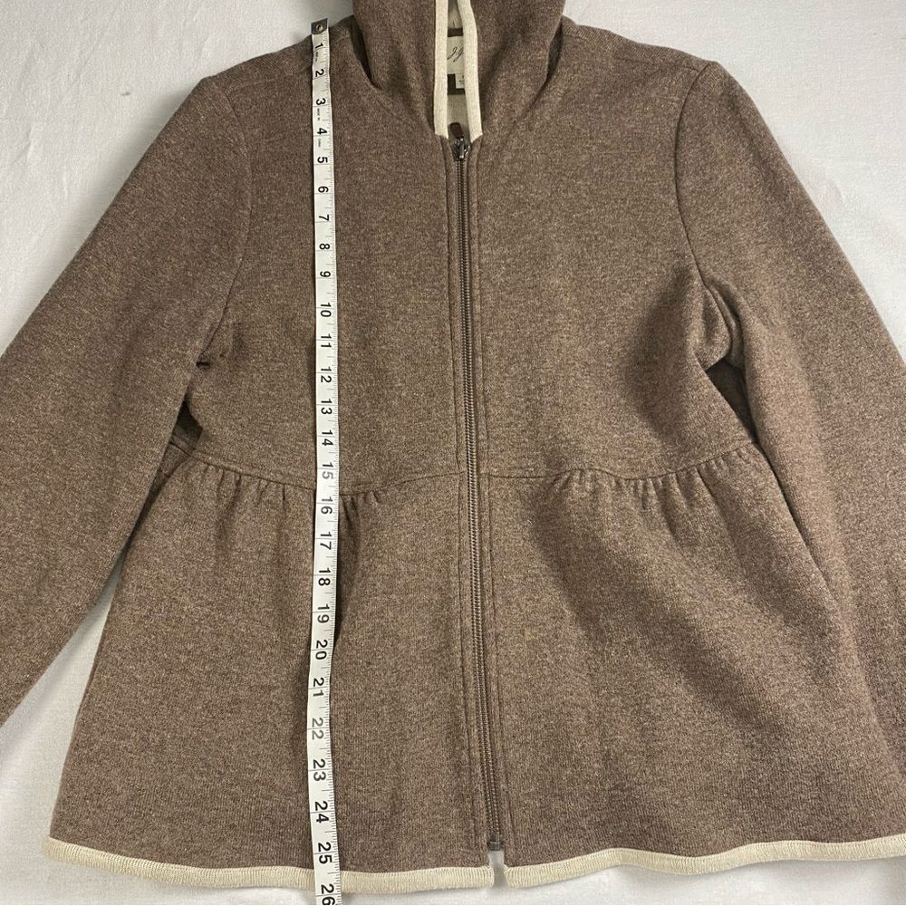 J. Jill‎ Brown Cotton Wool Hooded Zip Sweater Jacket Peplum Pockets M - Picture 6 of 13